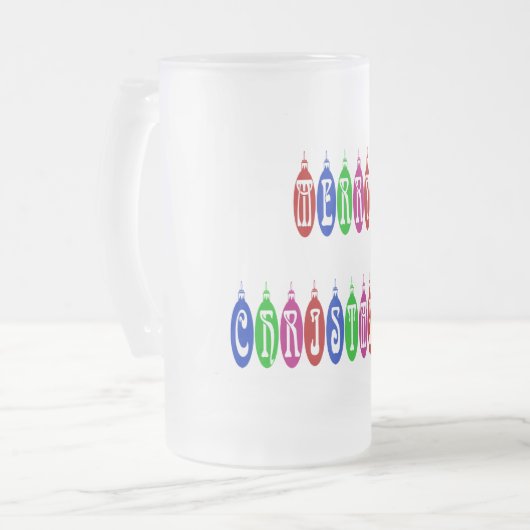 Farbenfrohe Weihnachtsschmuck Schriftart Mattglas Bierglas (Vorderseite Links)