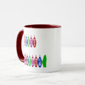 Farbenfrohe Weihnachtsschmuck Schriftart Tasse (Vorderseite Links)