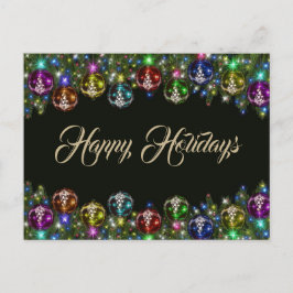 Farbenfrohe Weihnachtsschmuck Schwarz Postkarte