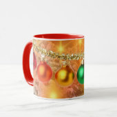 Farbenfrohe Weihnachtsschmuck Tasse (Vorderseite Links)