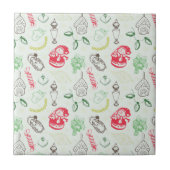 Farbenfrohe Weihnachtsschneezeit Fliese (Vorderseite)