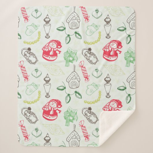 Farbenfrohe Weihnachtsschneezeit Sherpadecke (Vorderseite)