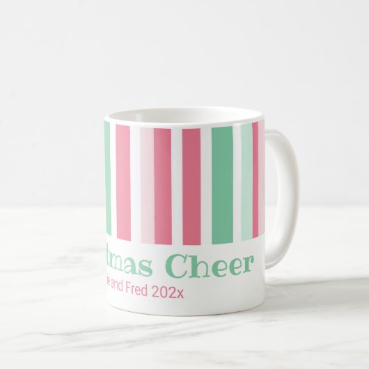 Farbenfrohe Weihnachtsstreifen Kaffeetasse (VorderseiteRechts)