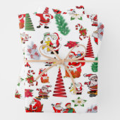 Farbenfrohe Weihnachtssymbole im Cartoon Geschenkpapier Set (Beispiel)