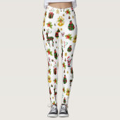 Farbenfrohe Weihnachtssymbole Leggings (Vorderseite)