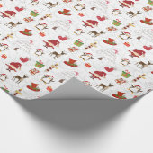 Farbenfrohe Weihnachtssymbole Weißer Hintergrund Geschenkpapier (Ecke)