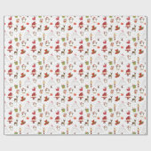 Farbenfrohe Weihnachtssymbole Weißer Hintergrund Geschenkpapier (Flach)