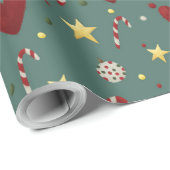 Farbenfrohe Weihnachtsthemen Geschenkpapier (Rolleneckpunkt)