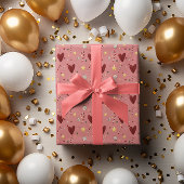 Farbenfrohe Weihnachtsthemen Muster Rosa Hintergru Geschenkpapier