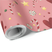 Farbenfrohe Weihnachtsthemen Muster Rosa Hintergru Geschenkpapier (Rolleneckpunkt)