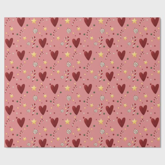 Farbenfrohe Weihnachtsthemen Muster Rosa Hintergru Geschenkpapier (Flach)