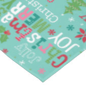 Farbenfrohe Weihnachtstypografie Moderne Blumenwel Tischdecke (Schrägansicht)