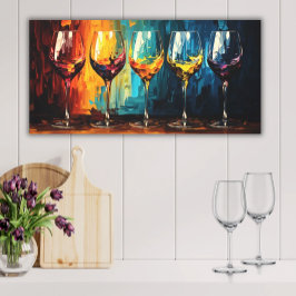 Farbenfrohe Weinbrille Horizontale Kunst Leinwanddruck