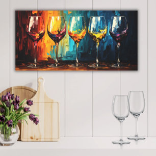 Farbenfrohe Weinbrille Horizontale Kunst Leinwanddruck