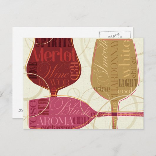 Farbenfrohe Weinbrille Postkarte (Vorne/Hinten)