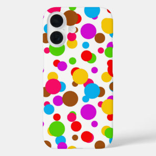 Farbenfrohe weiße Hintergrundpolka Punkte iPhone 16 Hülle