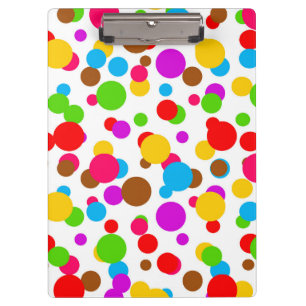 Farbenfrohe weiße Hintergrundpolka Punkte Klemmbrett