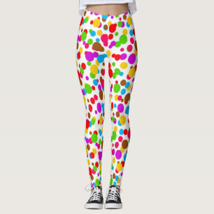Farbenfrohe weiße Hintergrundpolka Punkte Leggings