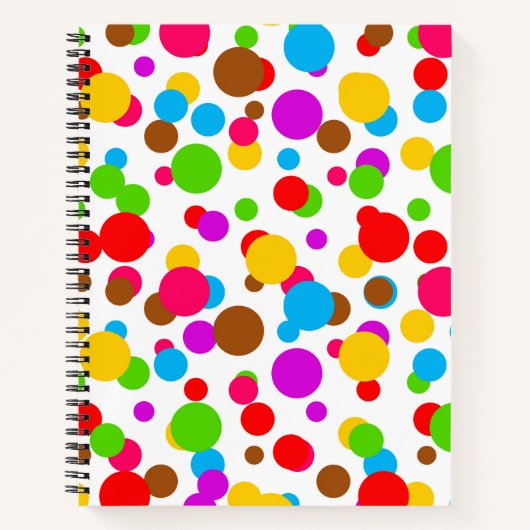 Farbenfrohe weiße Hintergrundpolka Punkte Notizblock (Vorderseite)