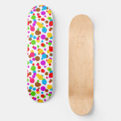 Farbenfrohe weiße Hintergrundpolka Punkte Skateboard (Vorderseite)
