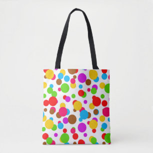 Farbenfrohe weiße Hintergrundpolka Punkte Tasche
