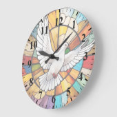Farbenfrohe weiße Taube gestanzter Glass Bird Große Wanduhr (Winkel)