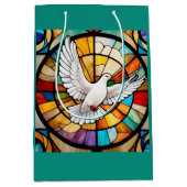 Farbenfrohe weiße Taube gestanzter Glass Bird Mittlere Geschenktüte (Vorderseite)