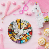 Farbenfrohe weiße Taube gestanzter Glass Bird Pappteller (Party)