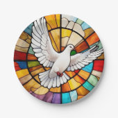 Farbenfrohe weiße Taube gestanzter Glass Bird Pappteller (Vorderseite)
