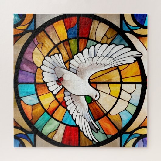 Farbenfrohe weiße Taube gestanzter Glass Bird Puzzle (Horizontal)