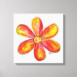 Farbenfrohe weißliche Orange und gelbe Blume Leinwanddruck