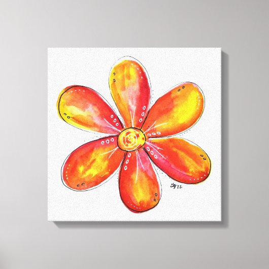 Farbenfrohe weißliche Orange und gelbe Blume Leinwanddruck (Vorderseite)