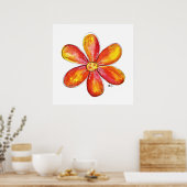Farbenfrohe weißliche Orange und gelbe Blume Poster (Küche)