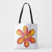 Farbenfrohe weißliche Orange und gelbe Blume Tasche (Vorderseite)