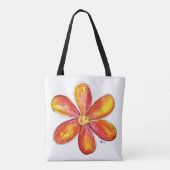 Farbenfrohe weißliche Orange und gelbe Blume Tasche (Rückseite)
