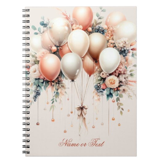 Farbenfrohe Weißpfirsichblütenballons Elegant Notizblock (Vorderseite)