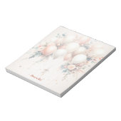 Farbenfrohe Weißpfirsichblütenballons Elegant Notizblock (Rotiert)