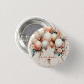 Farbenfrohe Weißpfirsichblütenballons Elegantes Pa Button (Vorne & Hinten)