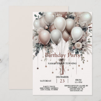 Farbenfrohe Weißpfirsichblütenballons Elegantes Pa Einladung