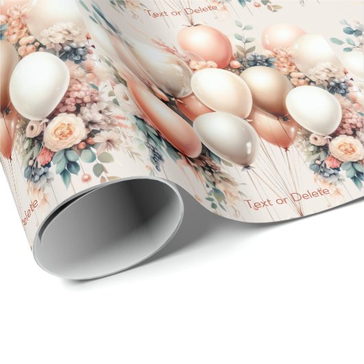 Farbenfrohe Weißpfirsichblütenballons Elegantes Pa Geschenkpapier (Rolleneckpunkt)