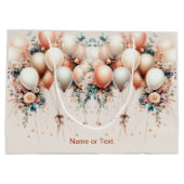 Farbenfrohe Weißpfirsichblütenballons Elegantes Pa Große Geschenktüte (Rückseite)