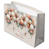 Farbenfrohe Weißpfirsichblütenballons Elegantes Pa Große Geschenktüte (Rückseite Schrägansicht)
