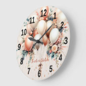 Farbenfrohe Weißpfirsichblütenballons Elegantes Pa Große Wanduhr (Winkel)