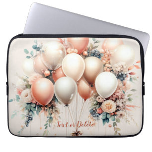 Farbenfrohe Weißpfirsichblütenballons Elegantes Pa Laptopschutzhülle