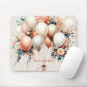 Farbenfrohe Weißpfirsichblütenballons Elegantes Pa Mousepad (Mit Mouse)