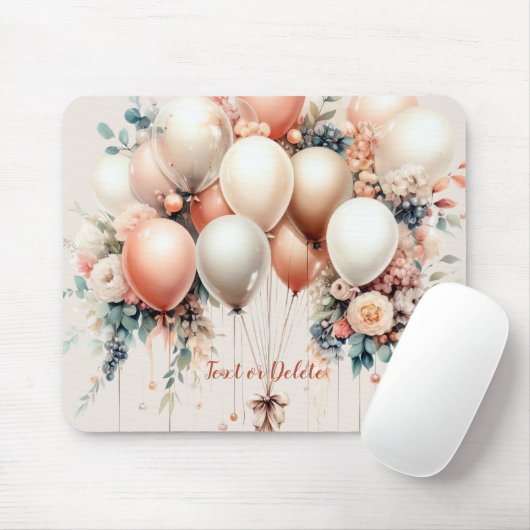 Farbenfrohe Weißpfirsichblütenballons Elegantes Pa Mousepad (Mit Mouse)