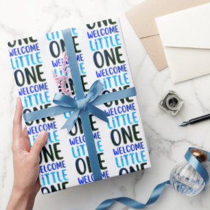 Farbenfrohe "Welcome Little One" Babydusche Geschenkpapier