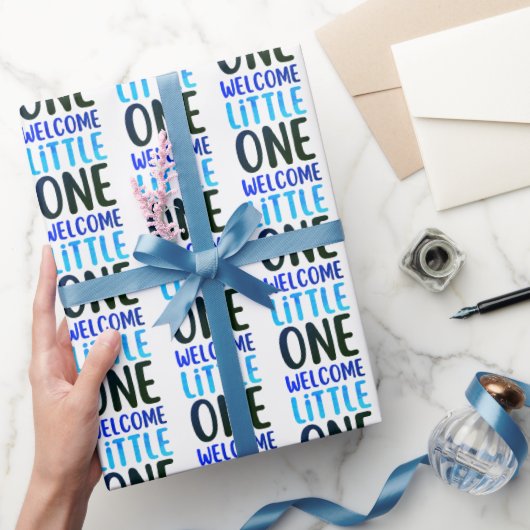 Farbenfrohe "Welcome Little One" Babydusche Geschenkpapier (Schenken)