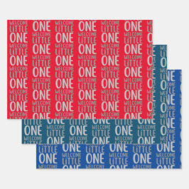 Farbenfrohe "Welcome Little One" Babydusche Geschenkpapier Set