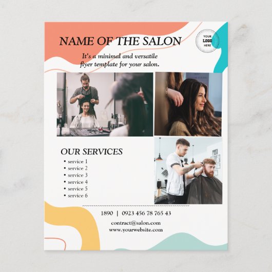 Farbenfrohe Welle Moderner Salon Flyer (Vorne)
